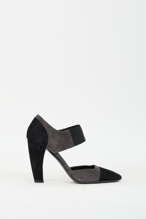 Prada Grey & Black Suede D'Orsay Pump