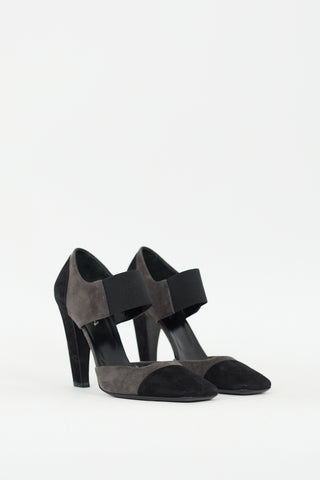 Prada Grey & Black Suede D'Orsay Pump