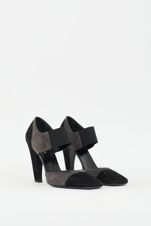 Prada Grey & Black Suede D'Orsay Pump