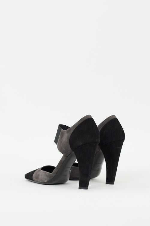 Prada Grey & Black Suede D'Orsay Pump