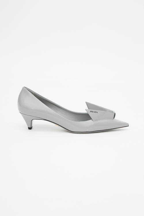 Prada Grey Geometric Leather Heel