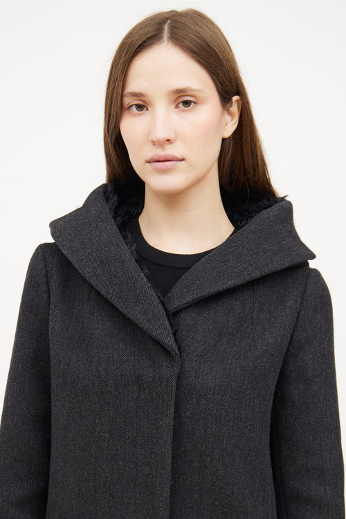 Prada Grey Wool Long Sleeve Coat