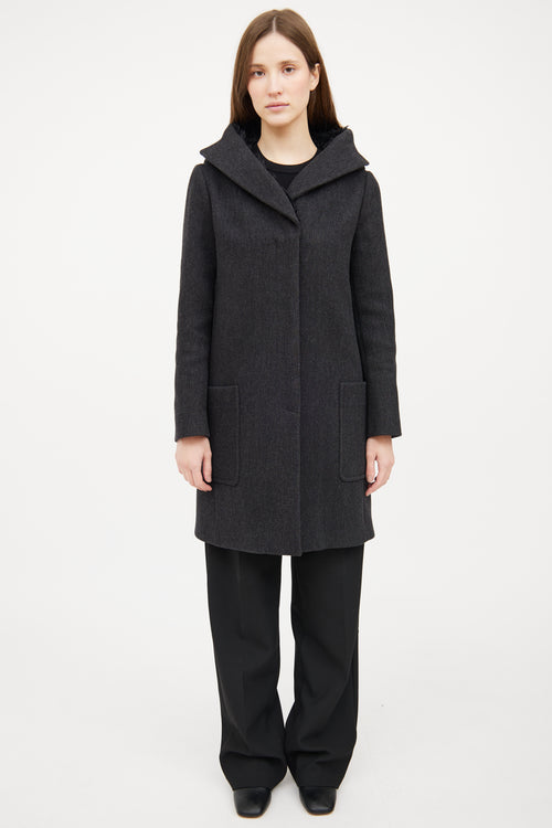 Prada Grey Wool Long Sleeve Coat