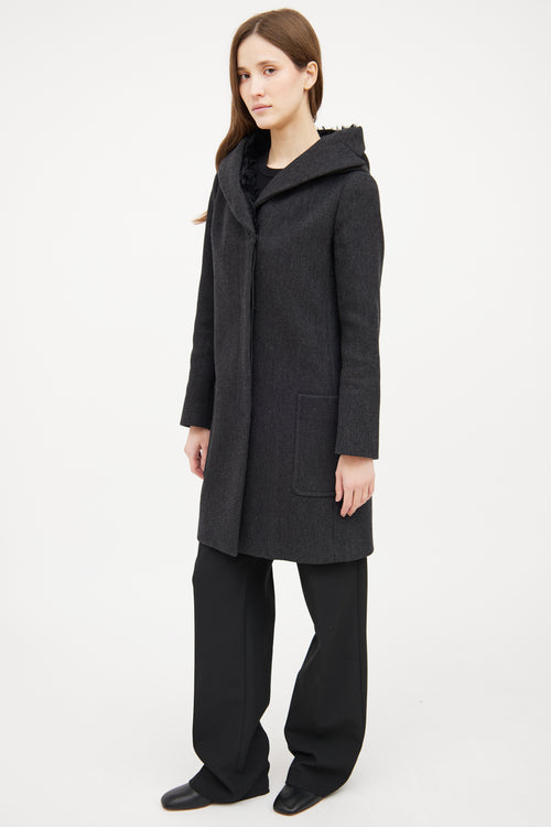 Prada Grey Wool Long Sleeve Coat