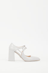 Prada Grey Double Buckle Mary Jane Pump