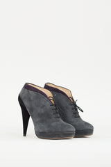 Prada Grey & Multi Suede Lace Up Boot