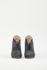Prada Grey & Multi Suede Lace Up Boot