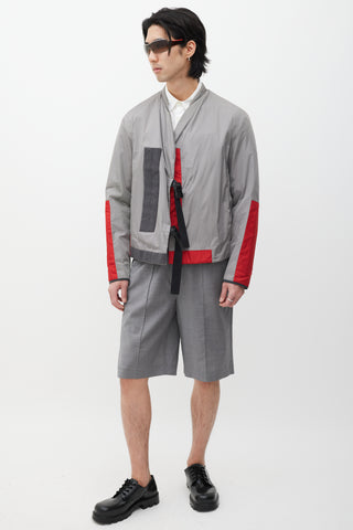 Prada Grey & Red Nylon Jacket