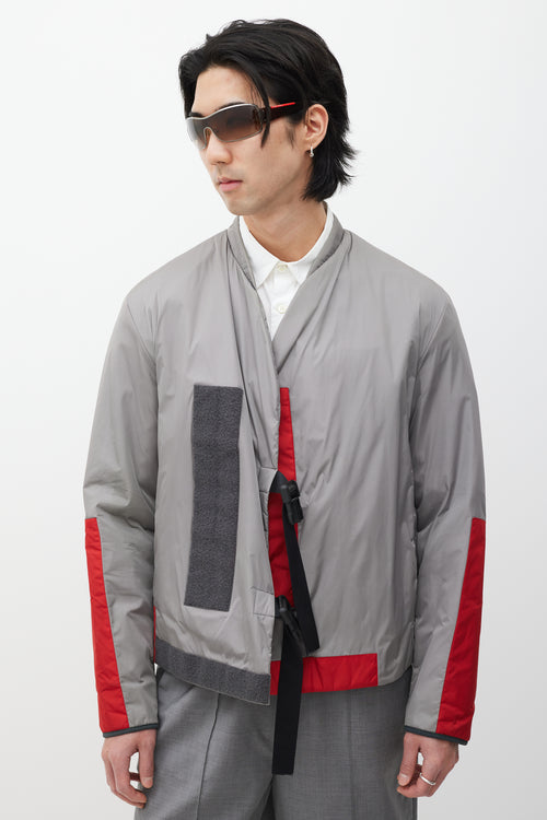 Prada Grey & Red Nylon Jacket