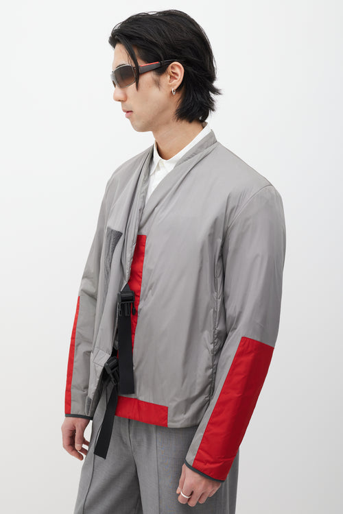 Prada Grey & Red Nylon Jacket