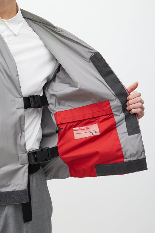 Prada Grey & Red Nylon Jacket