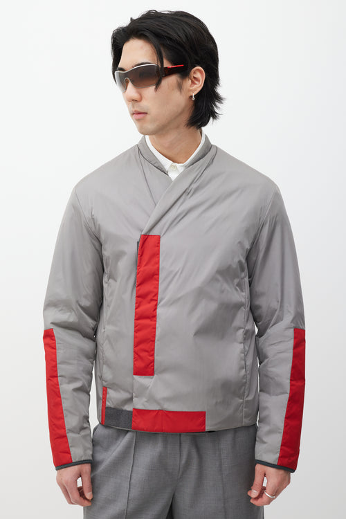 Prada Grey & Red Nylon Jacket
