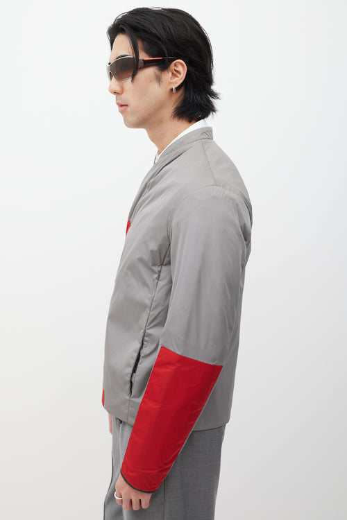 Prada Grey & Red Nylon Jacket