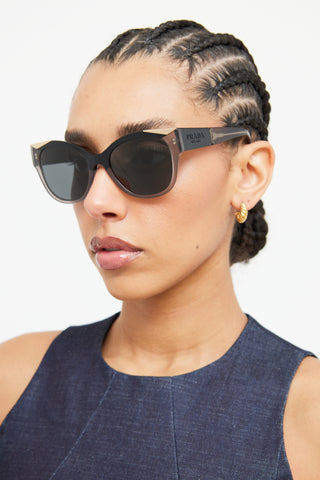 Prada Grey Rounded SPR02W-F Sunglasses