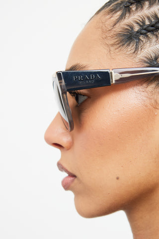 Prada Grey Rounded SPR02W-F Sunglasses