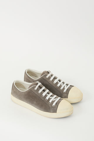 Prada Grey Suede Low Top Platform Sneaker