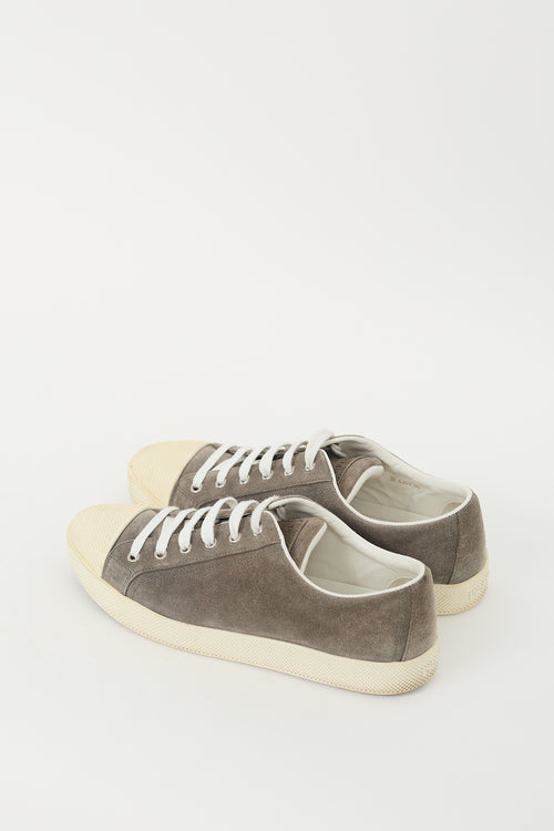 Prada Grey Suede Low Top Platform Sneaker