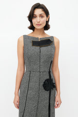 Prada Black & Multicolour Tweed Leaf Dress