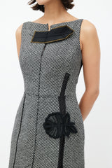 Prada Black & Multicolour Tweed Leaf Dress