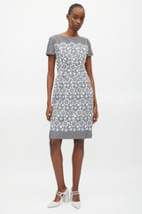 Prada Grey & White Floral Crocheted Dress