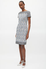 Prada Grey & White Floral Crocheted Dress