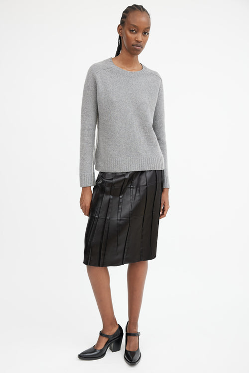 Grey Wool & Cashmere Contrast Seam Sweater