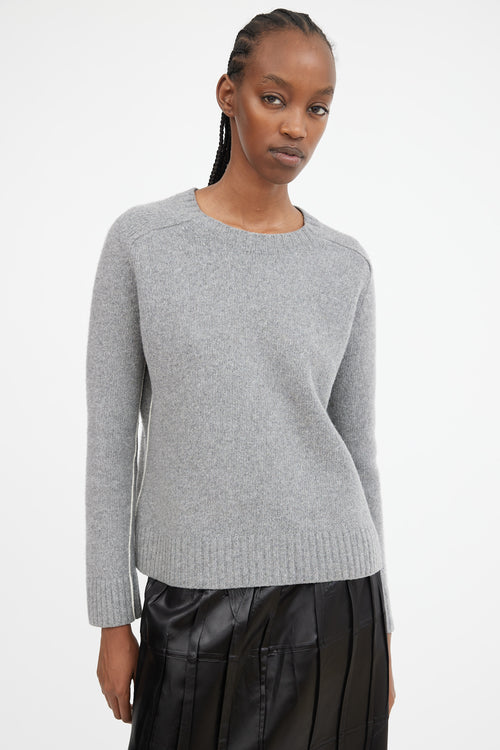 Grey Wool & Cashmere Contrast Seam Sweater