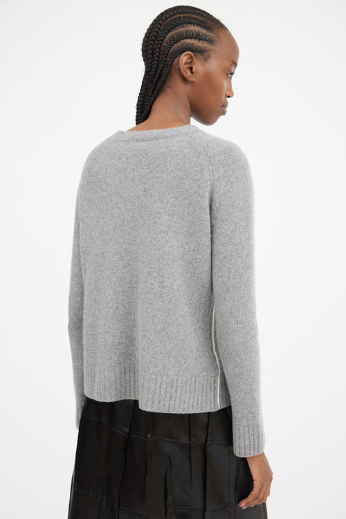 Grey Wool & Cashmere Contrast Seam Sweater