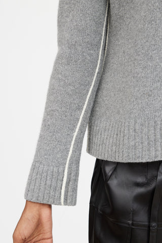 Grey Wool & Cashmere Contrast Seam Sweater
