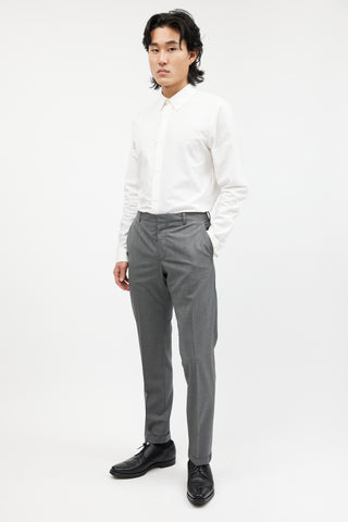 Prada Grey Wool Cuffed Trouser