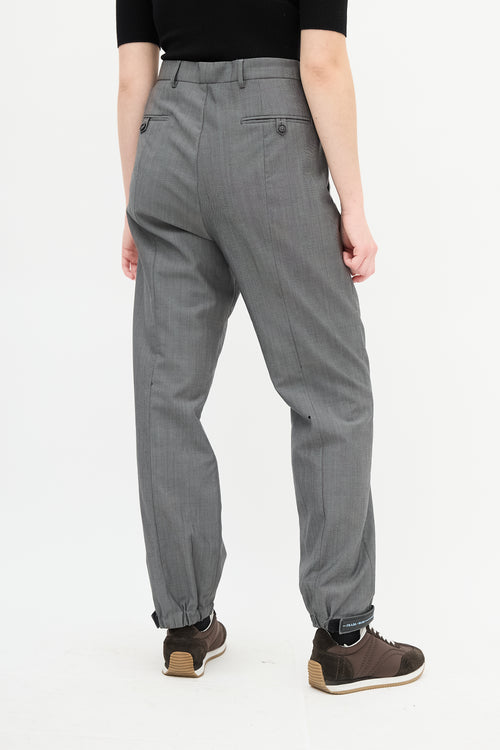 Prada Grey Wool Techno Poplin Travel Trouser