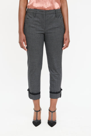 Prada Wool Windowpane Cuffed Trouser