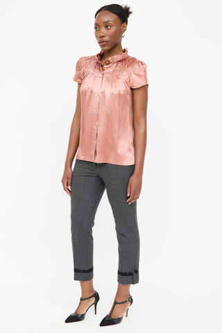 Prada Wool Windowpane Cuffed Trouser