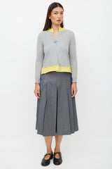 Prada Grey & Yellow Cashmere Knit Cardigan
