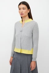 Prada Grey & Yellow Cashmere Knit Cardigan