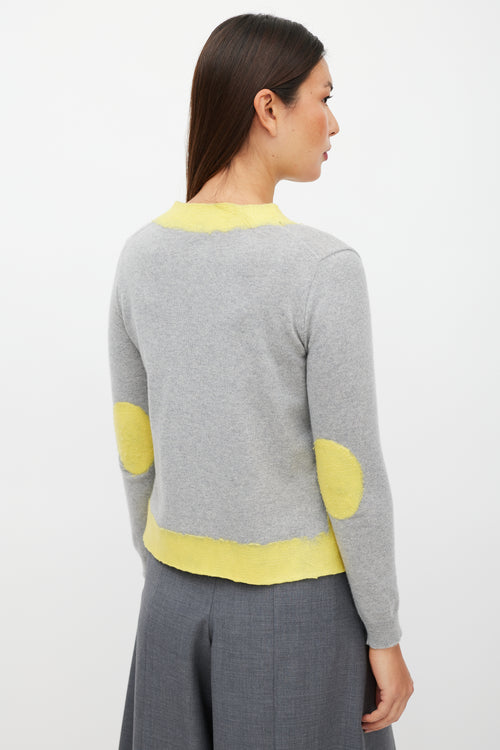 Prada Grey & Yellow Cashmere Knit Cardigan