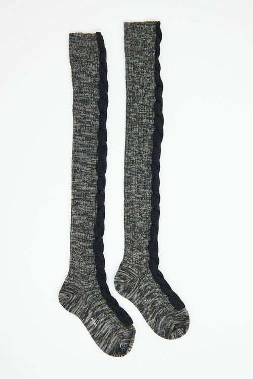 Prada Grey & Black Over The Knee Socks