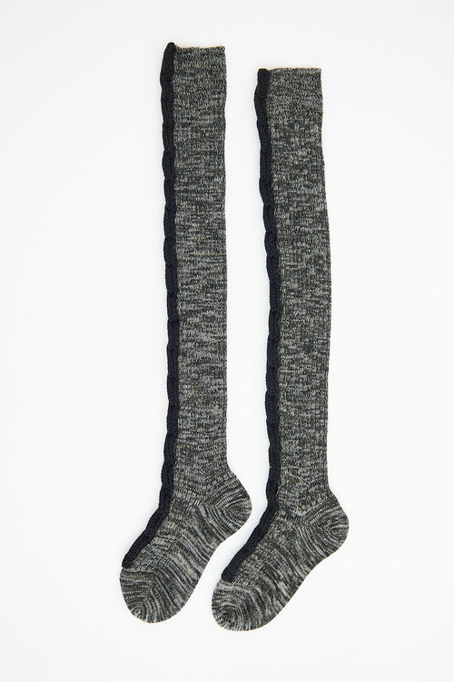 Prada Grey & Black Over The Knee Socks
