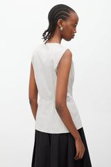 Prada Grey Pleated Wrap Front Top