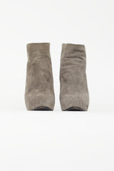 Prada Grey Suede Heeled Bootie