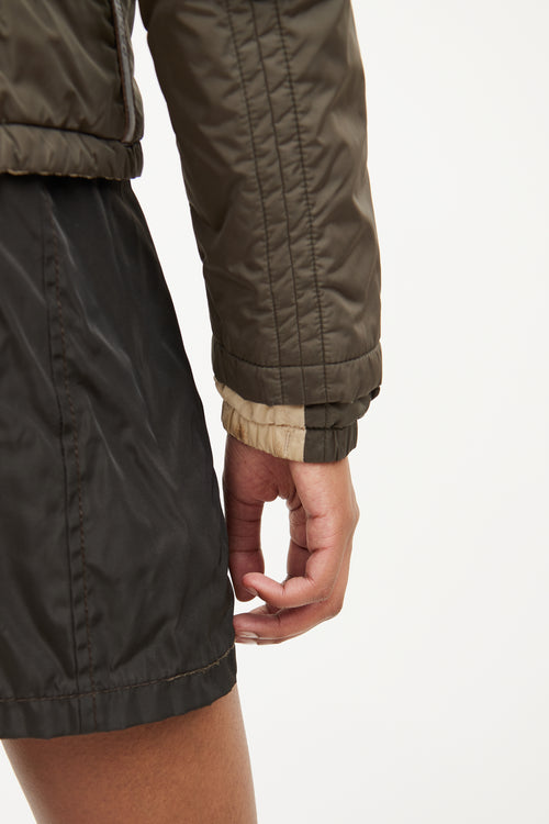 Prada Green Beige Reversible Puffer Jacket