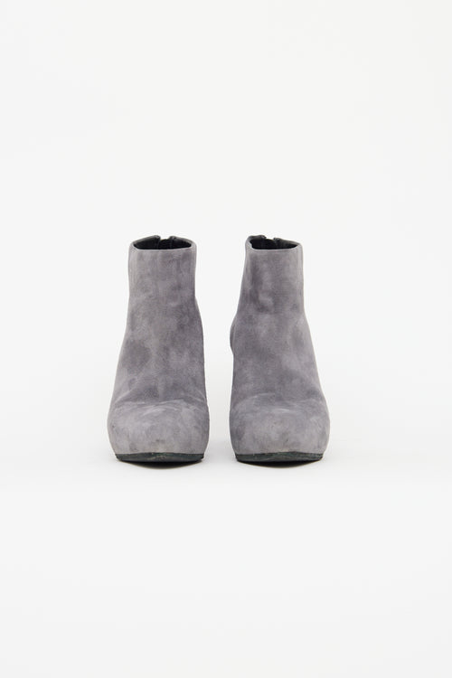 Prada Grey Suede Ankle Boot