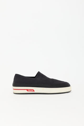Prada Knit Twill Slip On Sneaker