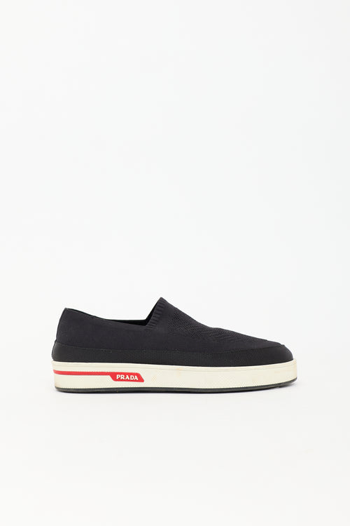 Prada Knit Twill Slip On Sneaker