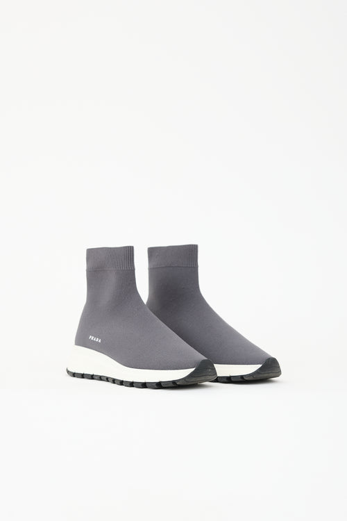 Prada Knit Logo Sock Sneaker