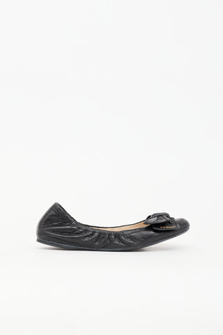 Prada Leather Bow Ballet Flat
