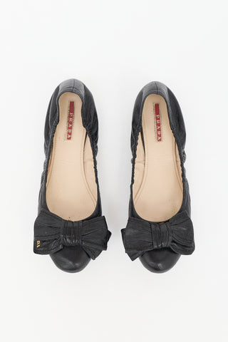 Prada Leather Bow Ballet Flat