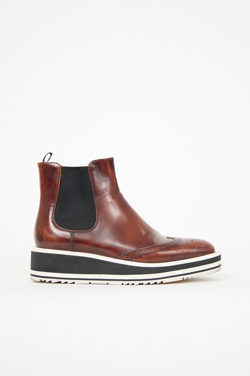 Prada Leather Brogue Chelsea Boot
