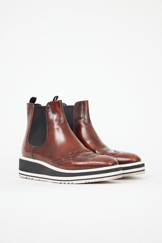 Prada Leather Brogue Chelsea Boot