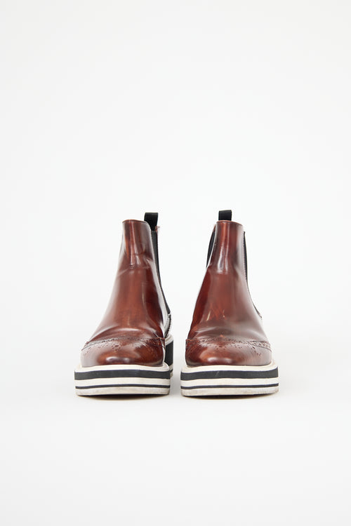 Prada Leather Brogue Chelsea Boot
